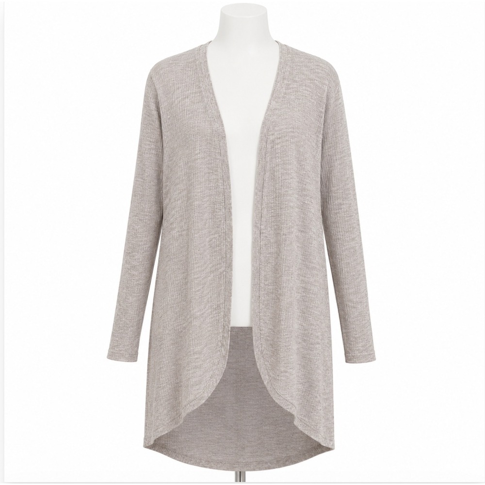 Sunday in Brooklyn Cardigan Women S Brown Ribbed Knit High Low Open Front Duster